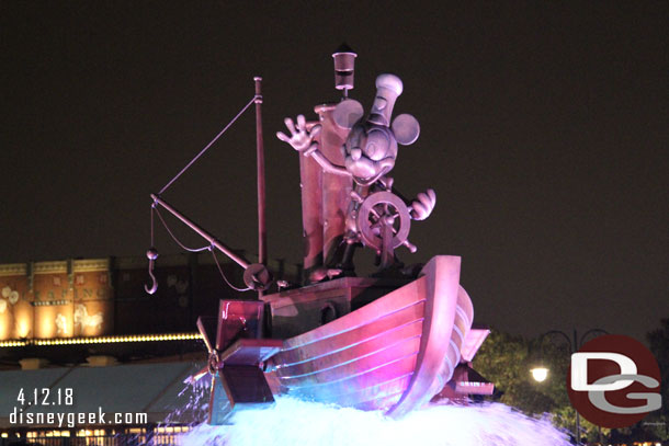 Steamboat Mickey fountain on the way out.