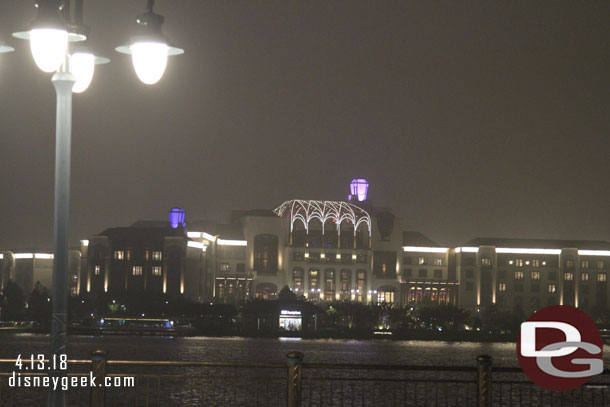 Setting off across the lake one last time to the Disneyland Hotel.