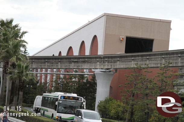 Overhead a monorail garage/round house.