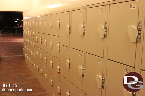 Lockers in the lower level of the station.