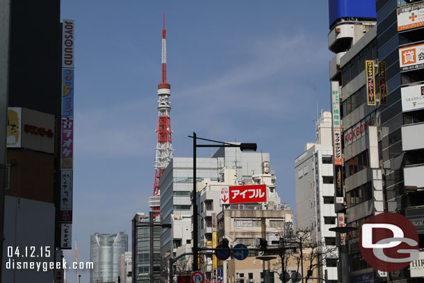 Resurfaced near where we wanted to be.  A quick picture of Tokyo Tower before searching for the bus terminal