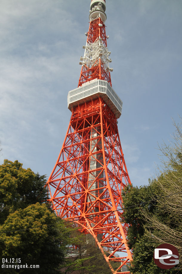 A better view of Tokyo Tower.  It is a cousin to the Eiffel tower.  It is painted this way because of its proximity to the airport.