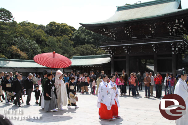 A wedding procession going by.