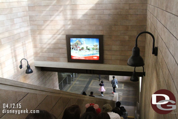 Heading down the escalator at the Tokyo DisneySea station.