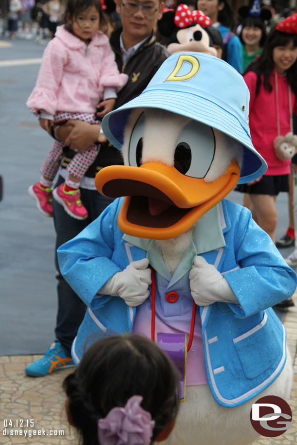 Characters were out in the entrance plaza.  Here is Donald.