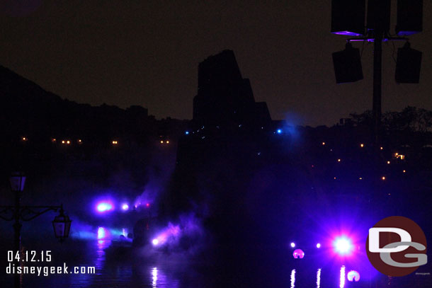 Fantasmic! takes place in the round on the Mediterranean Harbor.  I watched from near Lido Isle