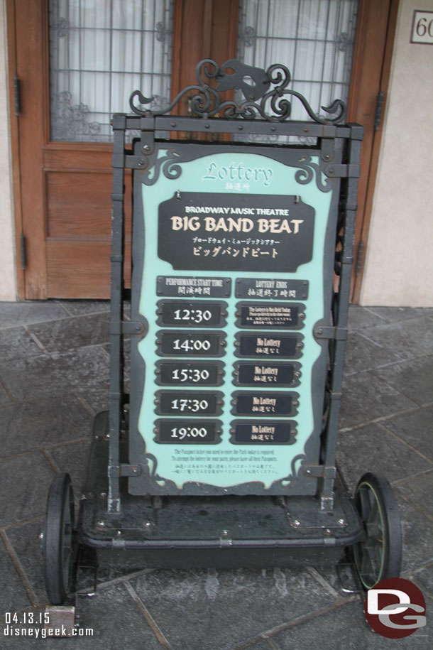 No lottery going on today for the Big Band Beat