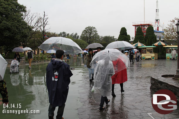 Walking back to Tomorrowland in the rain.