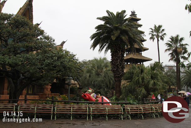 Back on the ground in Adventureland.  Stitch has crash landed near the Tiki Room