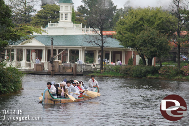 Guests still out on the canoes.. not sure why you would want to paddle around in the rain but they are and looked like they were having fun.