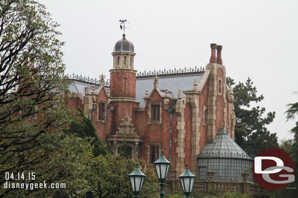 Looking across the walkway at the Haunted Mansion