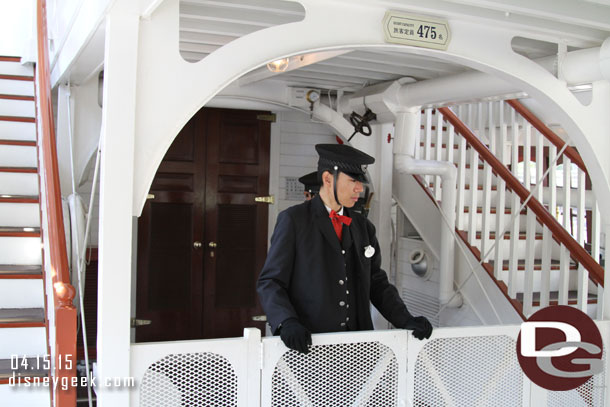 Waiting to set sail.  Note the capacity.. 475 guests allowed on the Mark Twain.