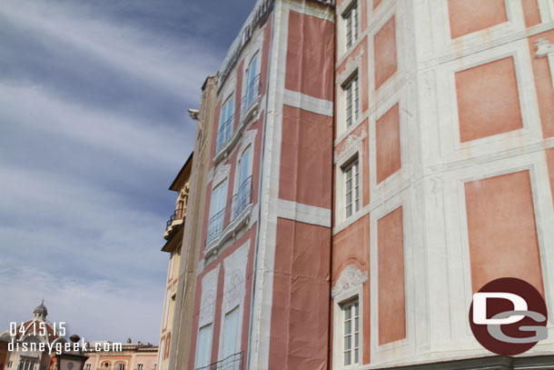 Renovation work going on to the facade of the MiraCosta