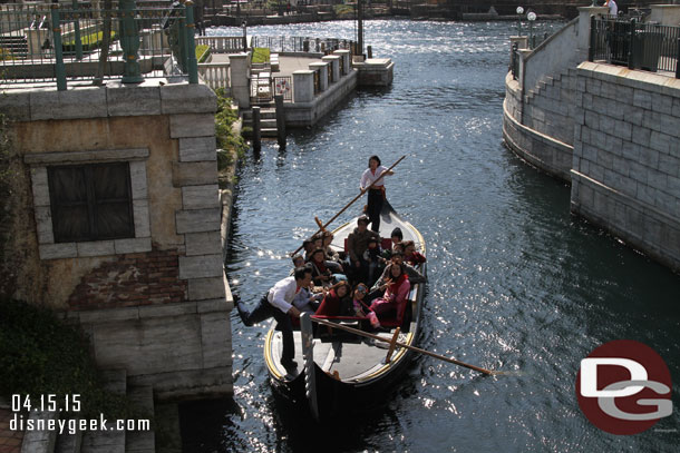 A gondola passing beneath