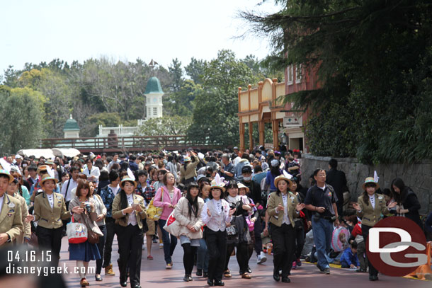 The crowd following the parade.