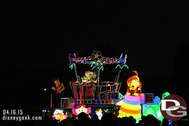 I think moved around toward the end of the parade route for a partial second viewing.  Here are the Toy Story 3 characters approaching.