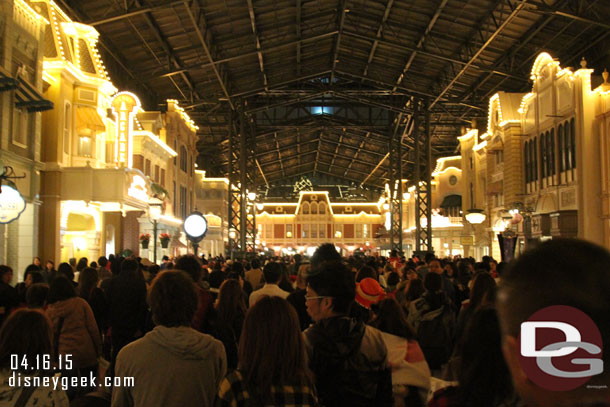 Joining the crowd heading for the exit through World Bazaar