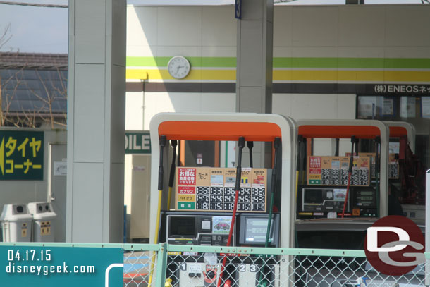 A very complicated price chart at the gas station.