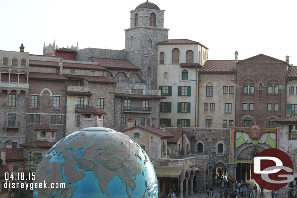 A look into DisneySea.  The view area was closed, guessing due to wind.  So this was through the glass.