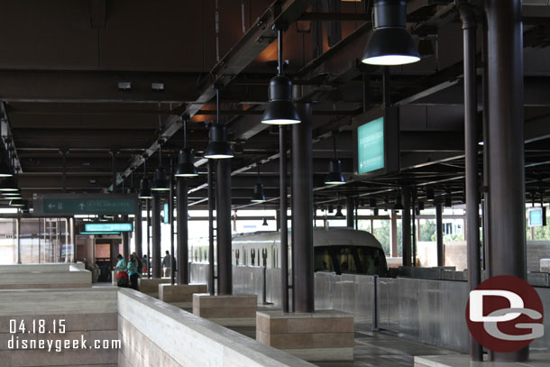 The Monorail Platform was much more quiet this afternoon than this morning.