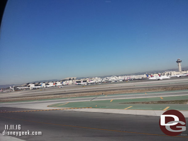 Thanks to a delay waiting for the runway to take off we left the ground at 10:28am, slightly behind schedule.   Due to construction we had to wait for longer runway that was being used for landings to be available for takeoff.