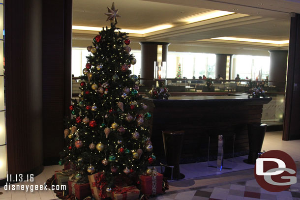 A Christmas tree in the lobby.