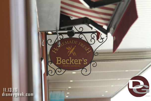 The sign for Beckers
