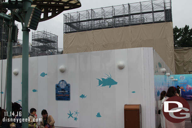 The construction walls feature the Marine Life Institute from Finding Dory.