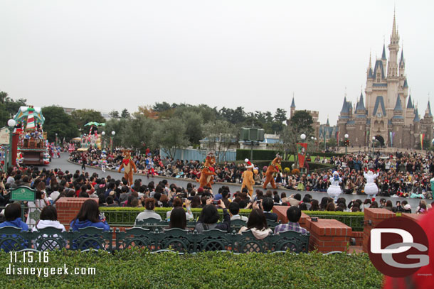 Pluto and reindeer ahead of the next float.