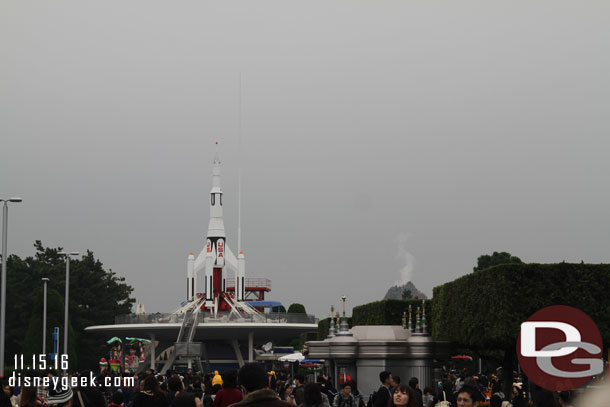 Looking toward Fantasyland.  Notice Mt Prometheus from DisneySea on the right..