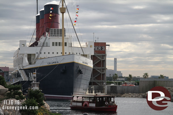 The SS Columbia with a Steamer passing in front from the Cape Cod Lighthouse.
