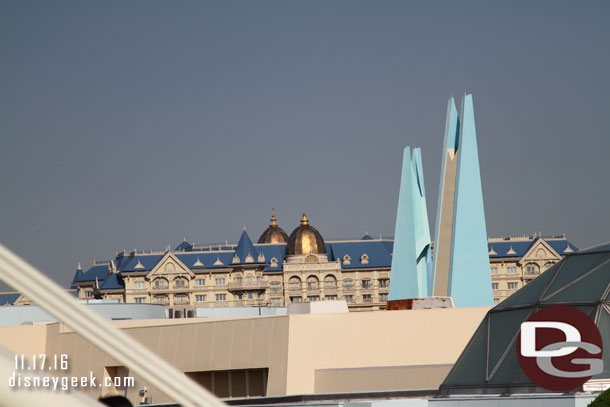 The Disneyland Hotel in the distance.