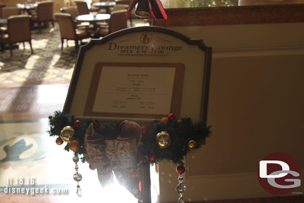 The podium for the Dreamers Lounge is decorated.