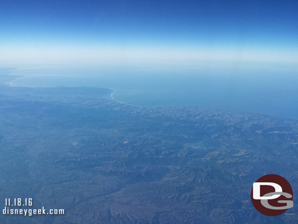 A first look at the California Coastline.  Thanks to the time change it is 7:48am on Friday, so we are arriving before we left :)