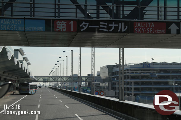 Arriving at the airport, just past noon.