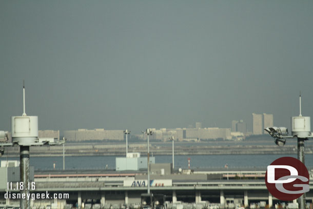 Looking across the bay toward Tokyo Disney Resort.  The building just to the right of center is the Sheraton, to the left the Hilton.