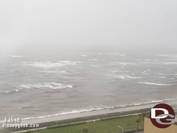 Looking out to Tokyo Bay it was rough conditions.