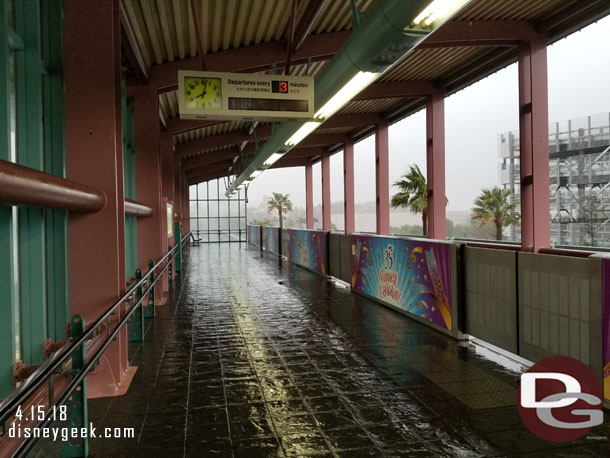 Arrived at a very windy, wet and nearly empty Bayside Station at 8am (which was park opening this  morning).