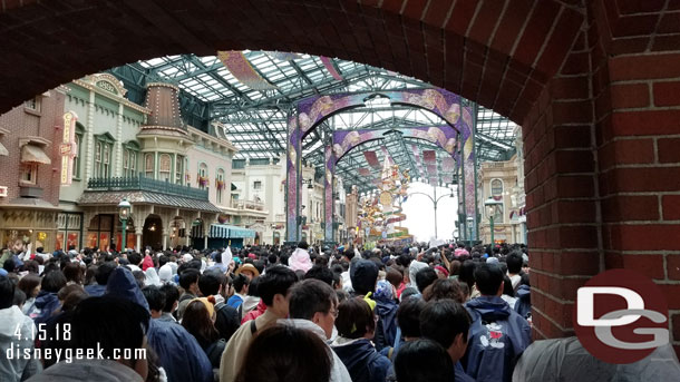 Seems the street was packed with guests waiting for the 8:45am Grand Opening Ceremony for the 35th Anniversary.  It was about 8:30am.