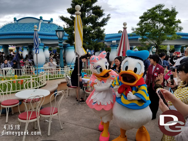 Donald Duck and Daisy out for a stroll in Toon Town.