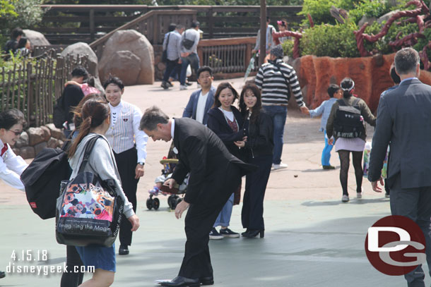 Spotted Michael Colglazier who is now responsible for all Asia parks (his former role was the head of Disneyland).  He was bending over to pick up a container that flew out of a guest's hand.