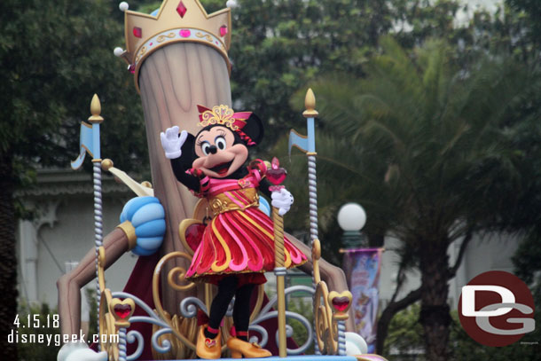 Minnie Mouse on her own float.