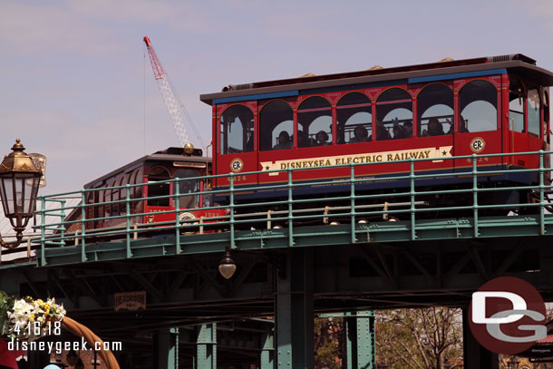 The electric railway passing overhead.