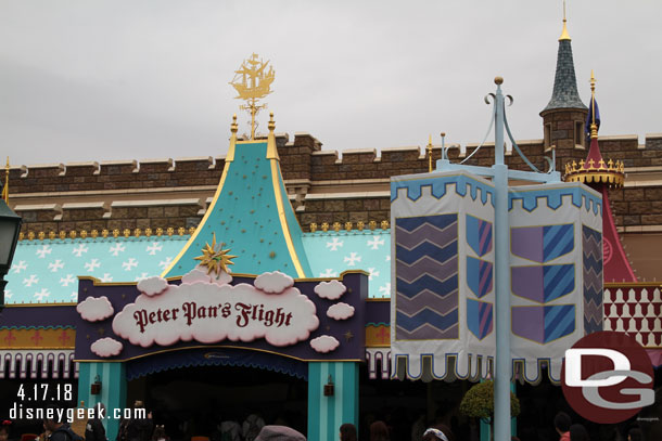 Passing by Peter Pan's Flight.  The wait was nearly an hour, just like Disneyland.