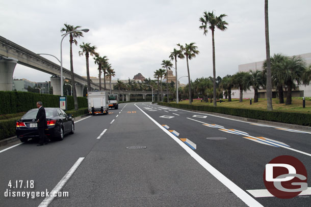 Crossing the street to the hotel, looking toward Tokyo DisneySea.