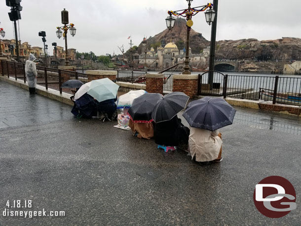 Even though it was raining guests were claiming their spots for the next harbor show.