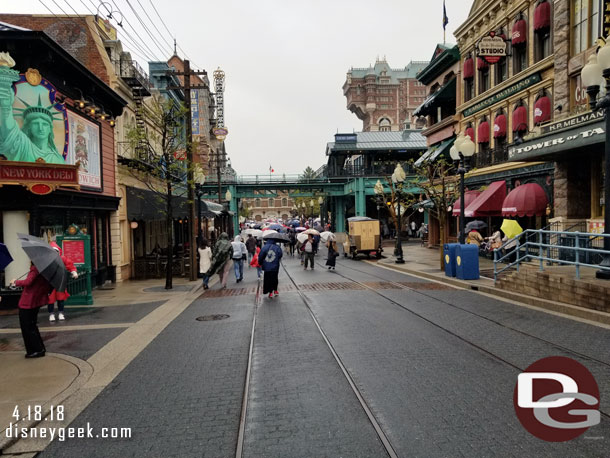 A lot of guests heading toward Toy Story and Tower of Terror as usual.  It was about 10:20am.