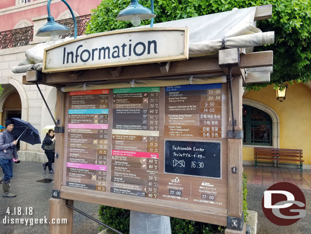 Tokyo DisneySea wait times.