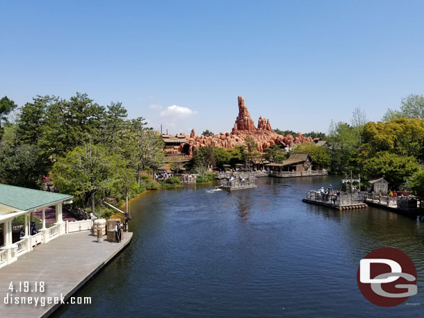 Pulling into port with Big Thunder in view.