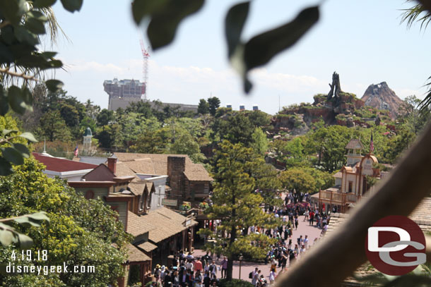 Westernland and beyond Tokyo DisneySea.  Splash Mountain with Mt. Prometheus behind.